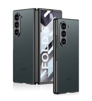 Samsung Galaxy Z Fold 6 Kılıf Titanyum Metal Tasarımlı Kıpta Caz Kapak (Gri - Yeşil)
