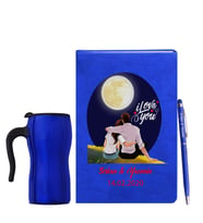 Sevgililer Gününe Özel Mavi Defter Kalem & Termos Mug Hediye Seti 2