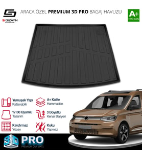 S-Dizayn VW Caddy 3D Pro Bagaj Havuzu 2020 Üzeri A+ Kalite