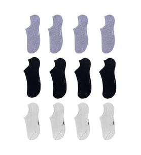 12 Çift Kadın BEYAZ-GRİ-SİYAH Bambu Görünmez (sneaker) Spor Ayakkabı Çorabı