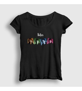 Presmono Kadın Siyah Members The Beatles T-Shirt 115003tt