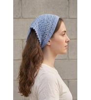 Mavi Renkli File Model Bandana, El Yapımı Örgü Bandana