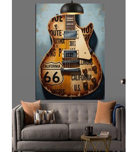 Eski tarz gitar  Dekoratif Kanvas - Mdf Ahşap Tablo