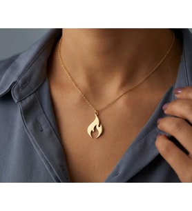 Kişiye Özel Alev Figürlü Minimal Kolye 925K Gümüş (Gold)