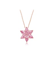 925 Ayar Gümüş Rose Pembe Lotus Çiçeği Kolye