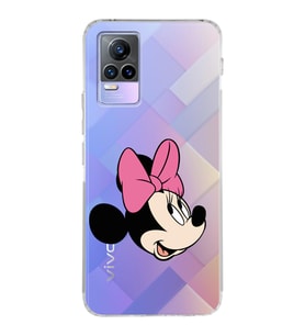 Vivo Y73 Uyumlu Kamera Korumalı Kapak Minnie Mouse Tasarımlı Şeffaf Silikon Kılıf