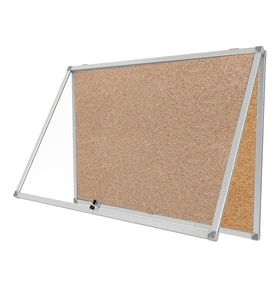 Kilitli Cam İlan Panosu 90x120cm Mantar