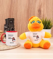 Kişiye Özel Alışıkın Değilsindir Tasarım Esprili Peluş Civciv ve Kırmızı Kupa