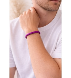 Amethyst Flash Örgü Deri Bileklik – Çelik Kilitli-1365
