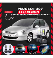 Peugeot 307 Makyajlı Kasa Kısa Far Uyumlu Şimşek Etkili Led Xenon Pro Series H1
