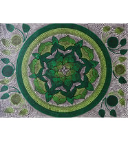 Green Mandala Painting El Yapımı Tablo