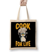 Cute Penguin Cook For Life Cooking Kitchen Animal Bez Çanta Uzun Saplı