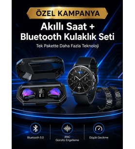 Yeni Nesil Kampanyası Bluetooth Bağlantılı Akıllı Saat ve Kablosuz Kulaklık Dijital Göstergeli