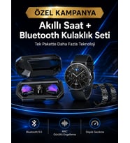 Yeni Nesil Kampanyası Bluetooth Bağlantılı Akıllı Saat ve Kablosuz Kulaklık Dijital Göstergeli