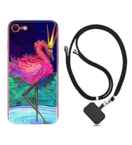 Apple iPhone 5 6 7 8 Plus Se XR Kılıf Boyun Askılı Silikon Queen Flamingo 1748