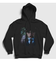 Presmono Unisex Siyah Thing And Wednesday Addams Family Addams Ailesi Kapüşonlu Sweatshirt 366267tt