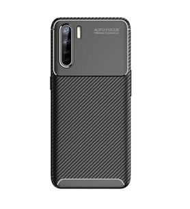Oppo A91 Karbon Görünümlü Koruma Siyah Silikon Kılıf