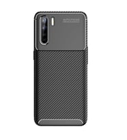 Oppo A91 Karbon Görünümlü Koruma Siyah Silikon Kılıf
