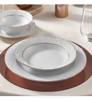 GÜRAL PORSELEN Soprano 23 Cm Çukur Yemek Tabağı 6 Adet Çift Altın Yaldız