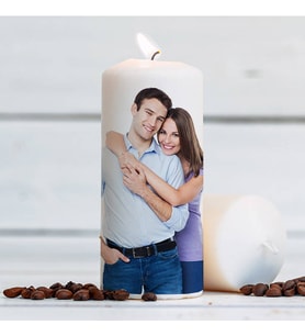 Sevgililere Özel Fotoğraf Baskılı Mum