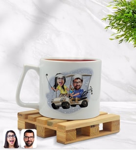 BK Gift Kişiye Özel Sevgililer Karikatürlü Middle Beyaz Kupa Bardak Model 96