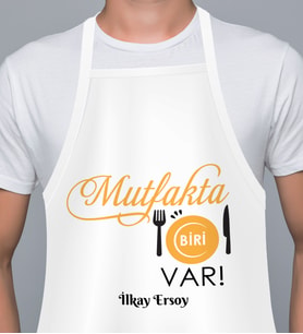 Kişiye Özel Mutfakta Biri Var Temalı Unisex Mutfak Önlüğü