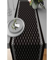Siyah Çerçeveli Desen Premium Masa Örtüsü Runner RNR334