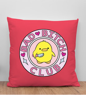 BK Gift Bad Bitch Club Tasarımlı Kırmızı Kırlent Yastık, Arkadaşa Hediye, Ev Dekorasyonu, Ev Hediyesi-1