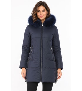 Dewberry Kadın %100 Polyester Kaban Lacivert Z9668 Günlük Dış Giyim, Şehir ve Ofis Stili, Hafta Sonu Kombini