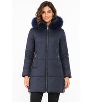 Dewberry Kadın %100 Polyester Kaban Lacivert Z9668 Günlük Dış Giyim, Şehir ve Ofis Stili, Hafta Sonu Kombini