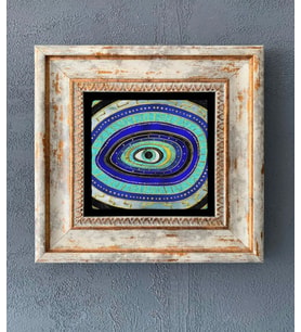 Çerçeveli Taş Duvar Dekoru 20 X 20 Cm Nazar Boncuğu