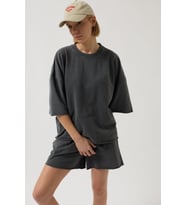 Oversize Lazer Kesim Bisiklet Yaka T-Shirt
