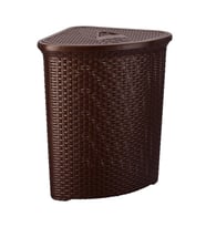 Omnipazar SY-4627 Plastik Hasır Desen Üçgen Kirli Çamaşır Sepeti Kahverengi