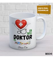 Kişiye Özel Meslek Temalı Kupa  İsimli & Fotoğraflı Premium Hediye Bardak doktor