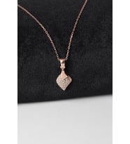 Damla Kolye Zirkon Taşlı 925 Ayar Gümüş Kolye (Rose)