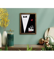 BK Home İsme Özel Godfather Baba Tasarımlı Doğal Masif Ahşap Çerçeveli Tablo-13