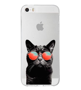 PrintiFy Apple  iPhone 5 ile Uyumlu 1mm Slim Fit Kedi 3 050d Baskılı Şeffaf  Kılıf