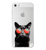PrintiFy Apple  iPhone 5 ile Uyumlu 1mm Slim Fit Kedi 3 050d Baskılı Şeffaf  Kılıf