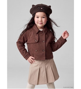 LCW Kids Kahverengi Oversize Kız Çocuk Süet Görünümlü Ceket