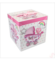 Kapaklı, Katlanır Demonte Karton Kutu, 30cm - Puset & Pembe (STD)