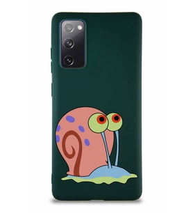 Samsung Galaxy S20 FE Soft Premier Kapak Salyangoz Gary Tasarımlı Silikon Kılıf - Yeşil (Şeffaf)