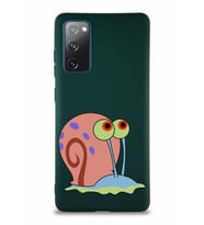 Samsung Galaxy S20 FE Soft Premier Kapak Salyangoz Gary Tasarımlı Silikon Kılıf - Yeşil (Şeffaf)