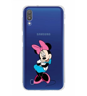Samsung Galaxy M10  Kamera Korumalı Kapak Minnie Mouse Tasarımlı  Şeffaf  Kılıf