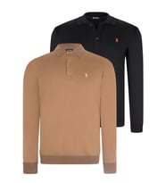 İKİLİ SET V4007 DEWBERRY ERKEK SWEATSHIRT-SİYAH-CAMEL