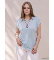 LCW Curve Mavi Büyük Beden Bisiklet Yaka Büzgülü Bluz