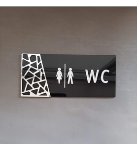 Black Silver Pattern Seri Wc Yönlendirme Tabelası