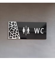 Black Silver Pattern Seri Wc Yönlendirme Tabelası