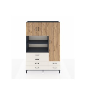 Hyperion Dolap 9 Raflı 6 Çekmeceli 3 Kapaklı 132x44x195 Antrasit-Çam/Aytaşı