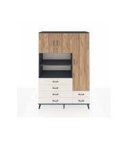 Hyperion Dolap 9 Raflı 6 Çekmeceli 3 Kapaklı 132x44x195 Antrasit-Çam/Aytaşı