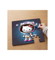 Astronot Kedicik Tasarımlı 24 Parça Ahşap Çocuk Puzzle MPK0093